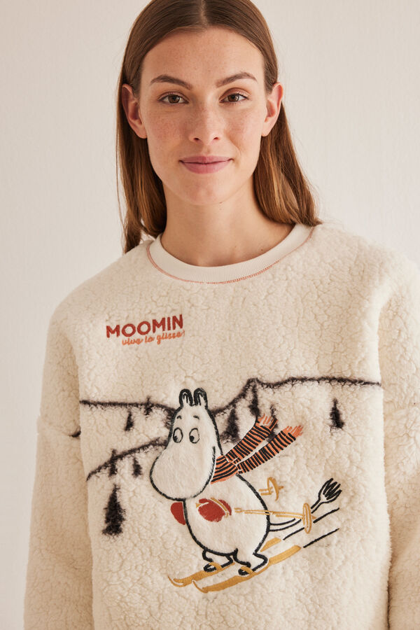 Womensecret Pijama polar e borrego Moomin bege