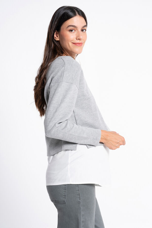 Ohma! Su&eacute;ter premam&aacute; con camisa falsa gris