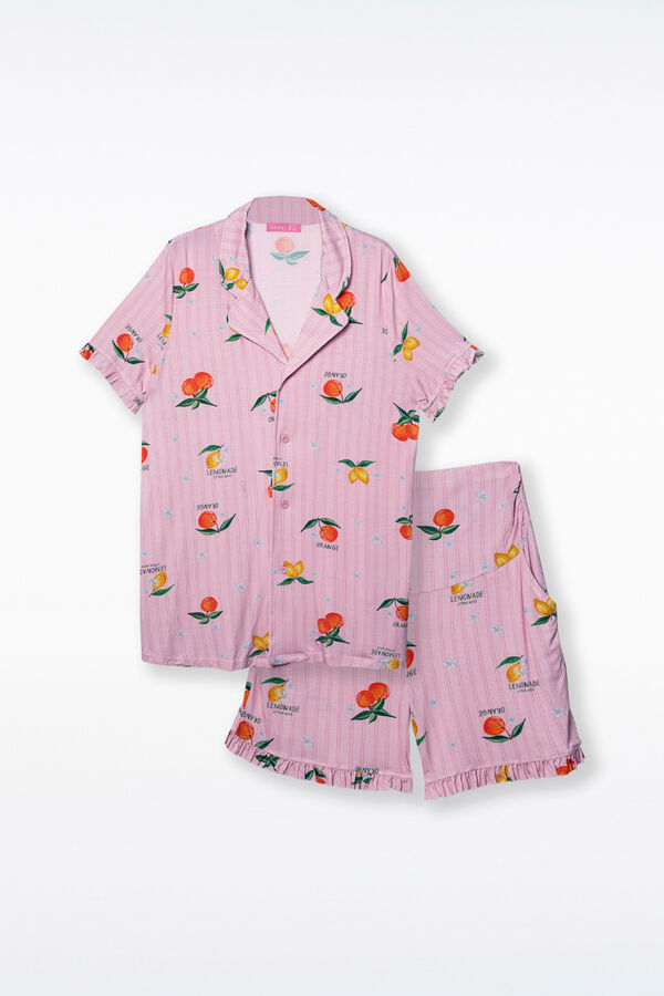Ohma! Conjunto de pijama estampado de frutas para pré-mamã castanho
