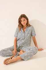 Women'secret Pijama camiseiro estampado com carimbo azul