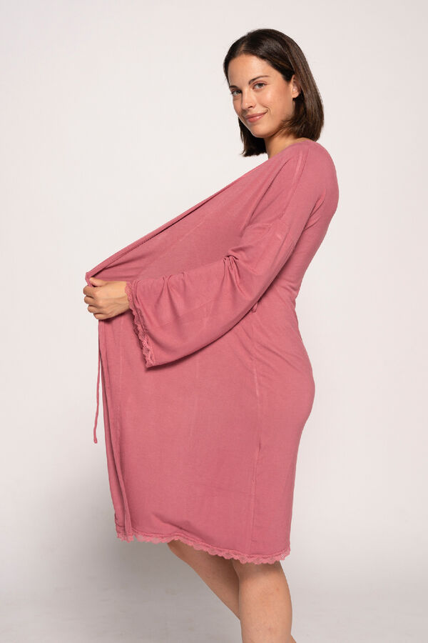 Ohma! Robe pr&eacute;-mam&atilde; com renda no tom estampado