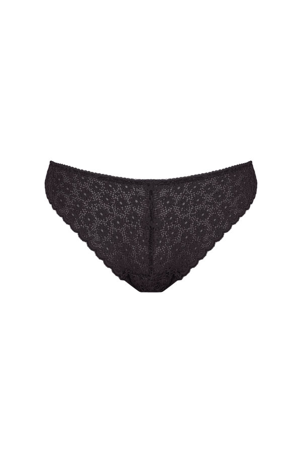 Women'secret Tanga de renda floral preta preto