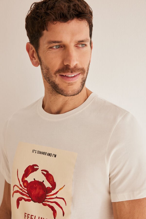 Women'secret Pijama curto homem 100% algod&atilde;o caranguejos bege