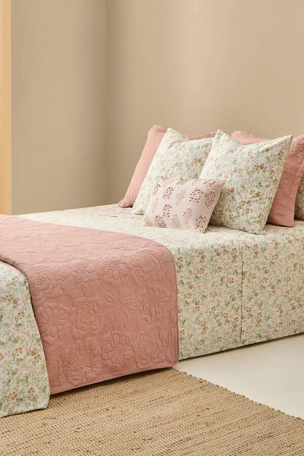 Textura S&aacute;bana algod&oacute;n flores kaki