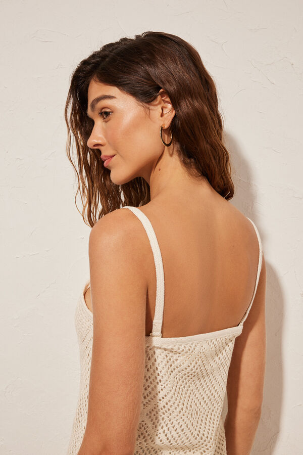 Women'secret Vestido crochet franjas  bege