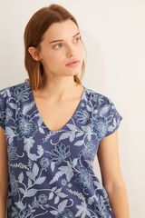 Womensecret Camisa de dormir midi de manga curta com estampado floral azul azul