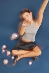 HI&BYE Top asimétrico lurex gris gris