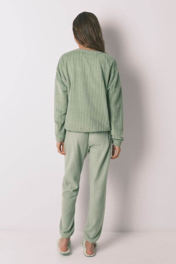 Women'secret Pijama largo polar verde verde