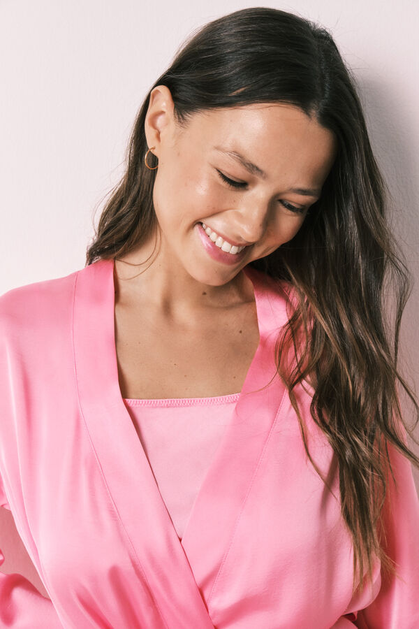 Women'secret Bata midi sat&eacute;n rosa rosa