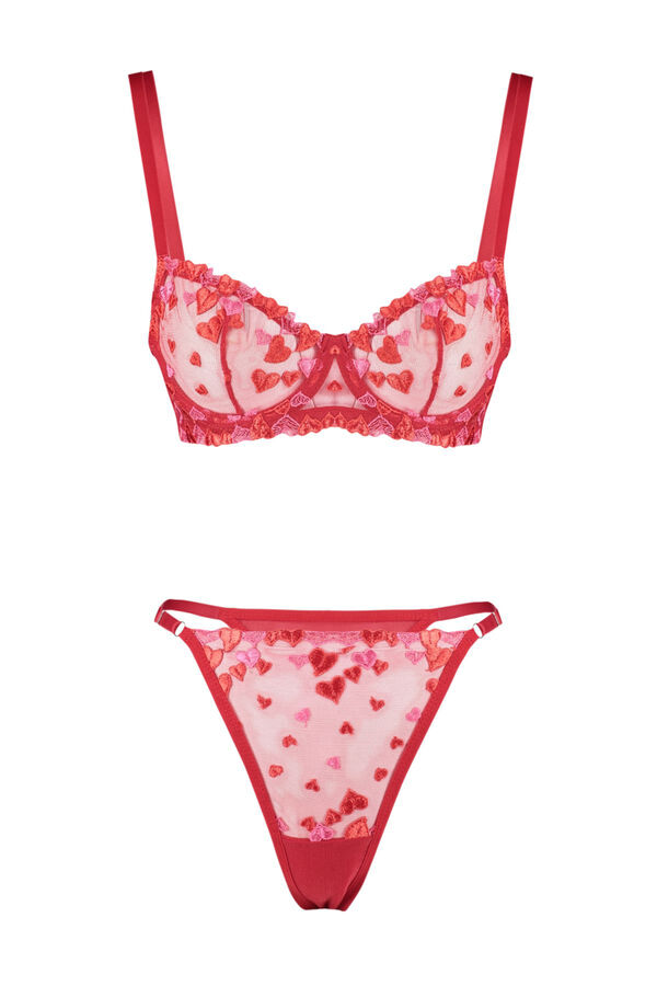 Trendyol Conjunto de ropa interior sin tirantes con encaje bordado rojo  rojo