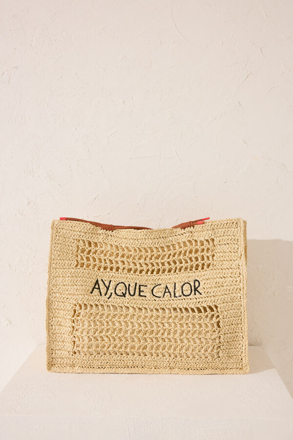 Women'secret Bolso grande rafia nude