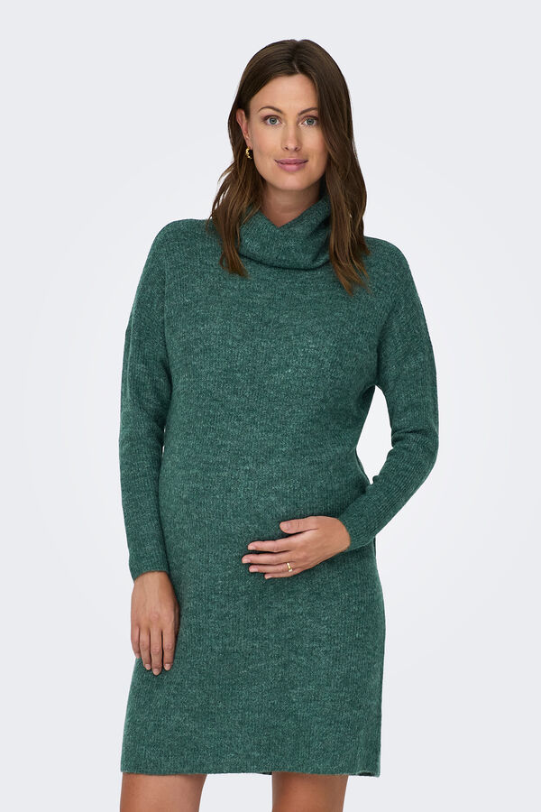Only Maternity Vestido malha pré-mamã em tricô com gola  azul