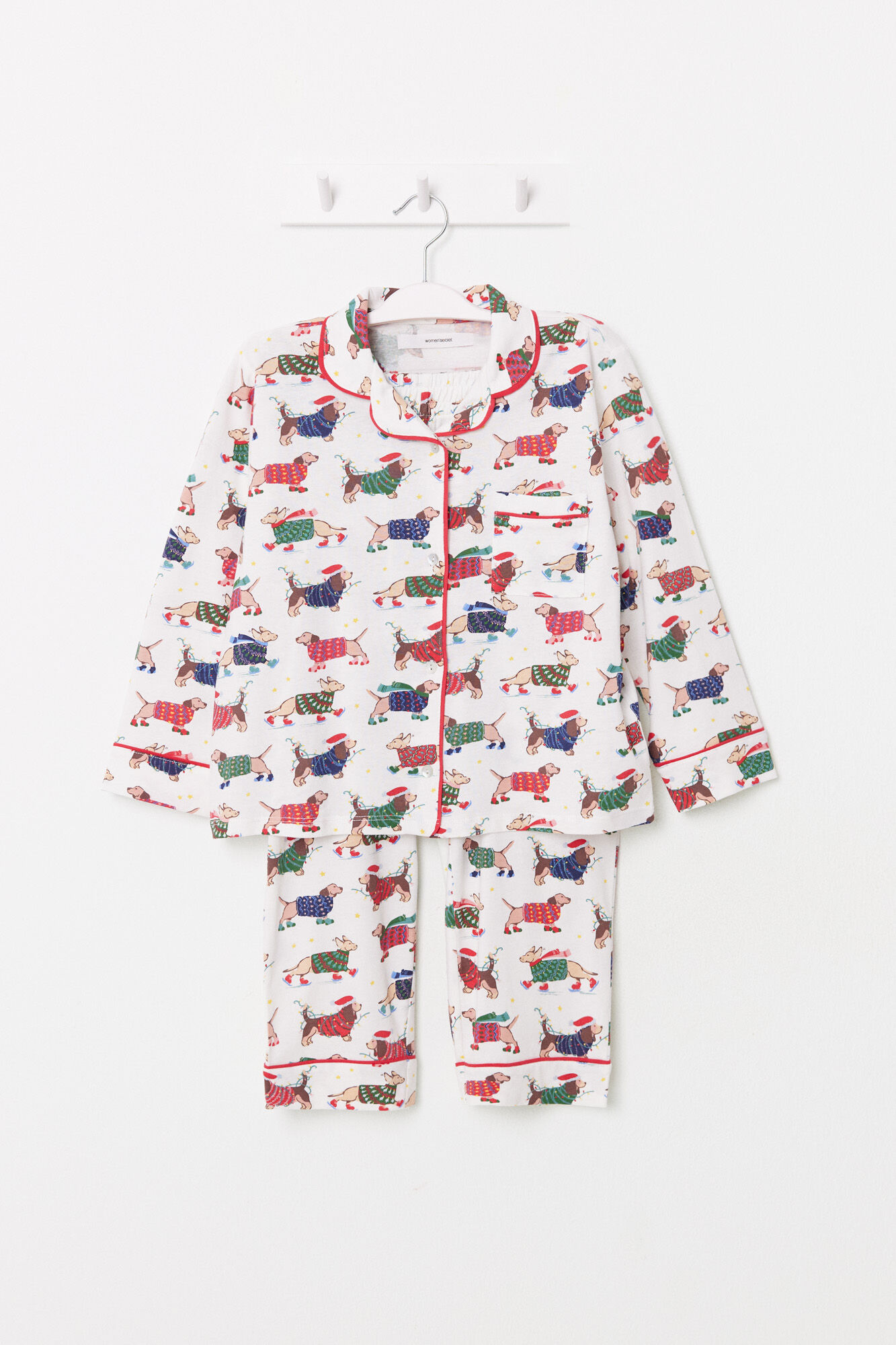 Women'secret Pijama camisa infantil com cachorros coloridos, 100% algod&atilde;o