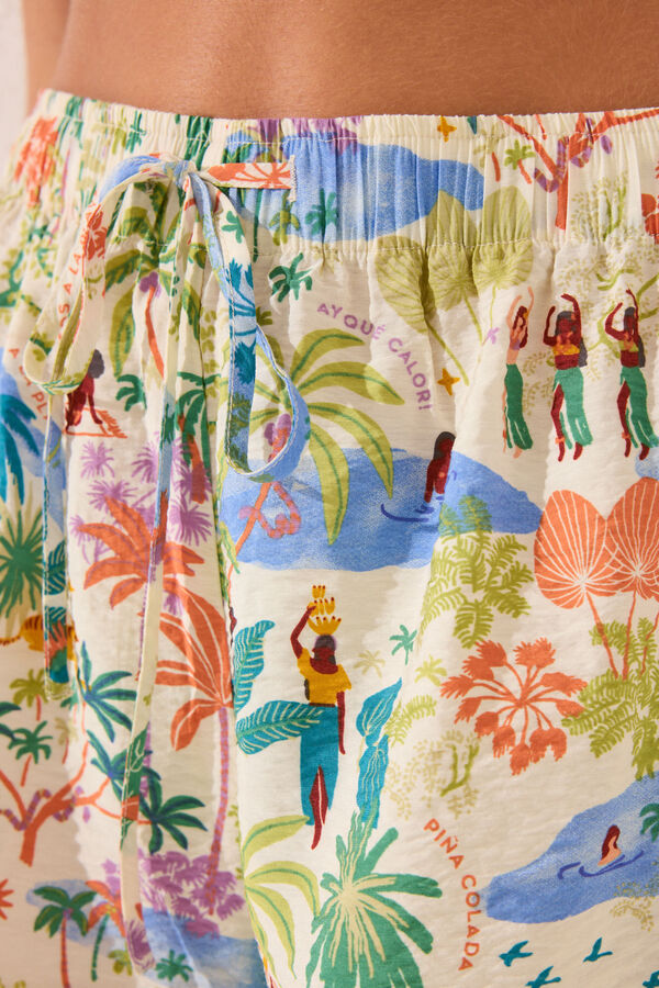 Women'secret Pantal&oacute;n corto viscosa estampado paisaje  estampado