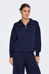 Only Play Sudadera zip cuello alto azul