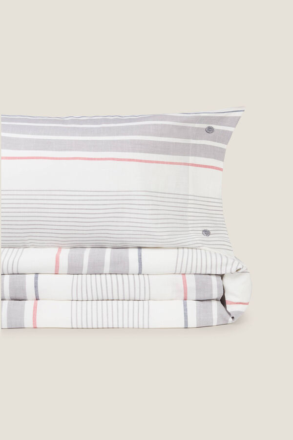 Textura Capa n&oacute;rdica algod&atilde;o riscas cinzento