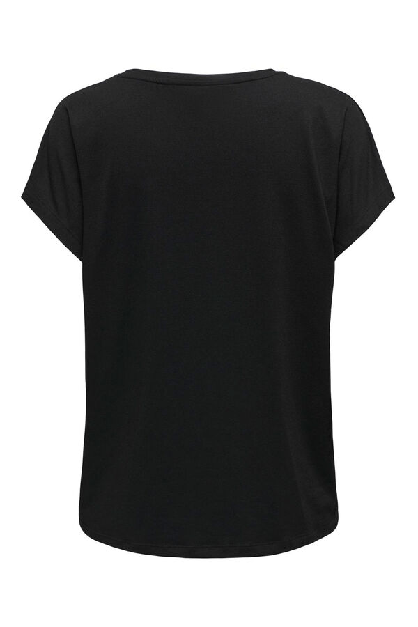 Only Play Camiseta fluida negra con diseño delantero y cuello redondo negro