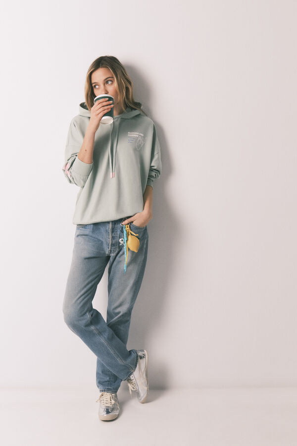 HI&BYE Sweatshirt com capuz em felpa de algod&atilde;o verde verde