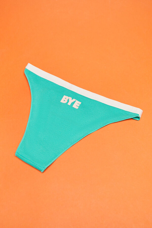 HI&BYE Pack 3 bragas brasile&ntilde;as algod&oacute;n logo blanco, verde y azul estampado