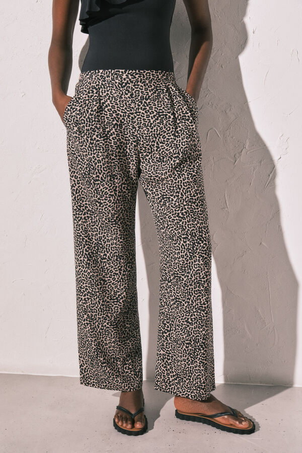 Women'secret Cal&ccedil;as fluidas estampado animal print branco