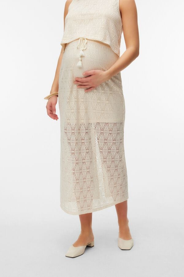 Mamalicious Falda midi encaje maternity gris