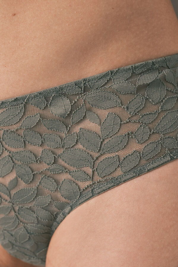 Women'secret Cuecas brasileiras largas em renda caqui caqui