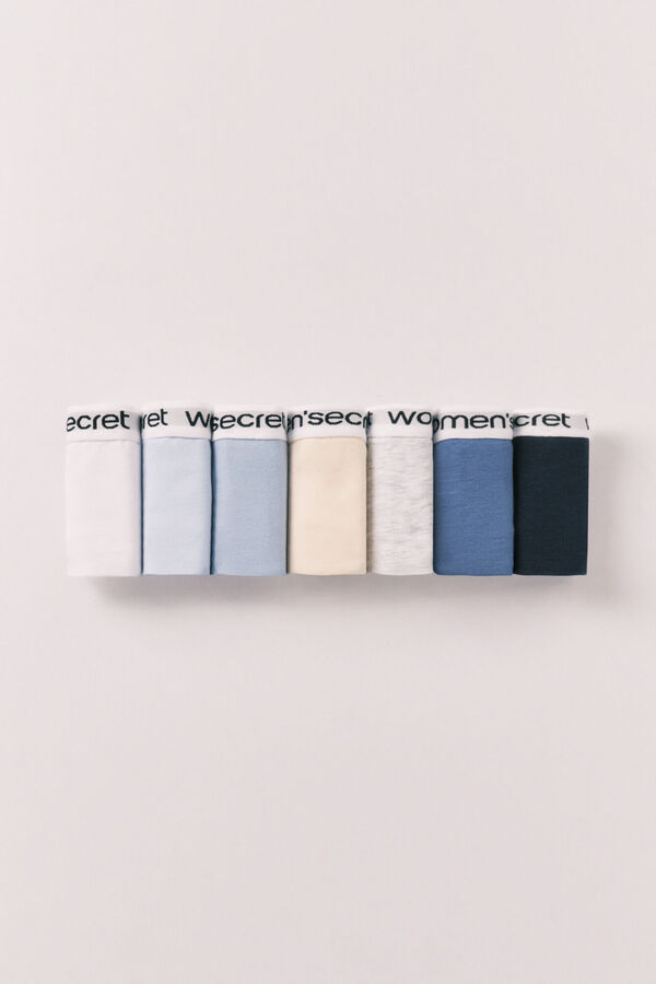 Women'secret Pack 7 cuecas cl&aacute;ssicas em algod&atilde;o lisas logo branco