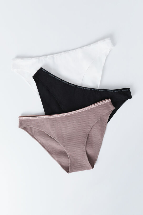 HI&BYE Pacote com 3 cuecas cl&aacute;ssicas em branco, preto e marrom estampado