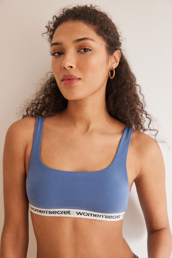 Women'secret Top algod&atilde;o logo azul azul