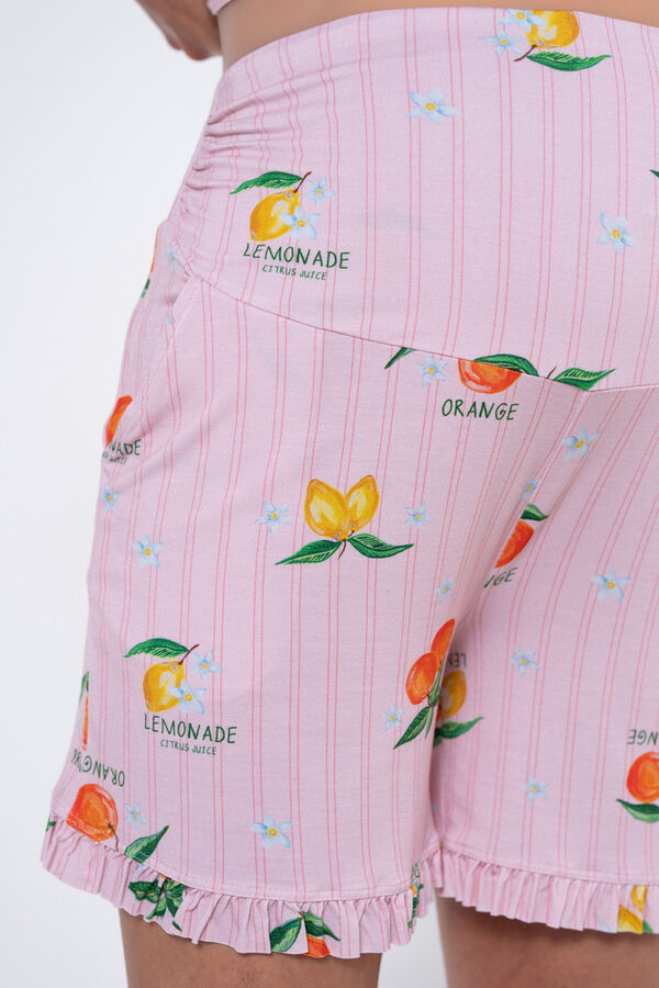 Ohma! Conjunto de pijama estampado de frutas para pré-mamã castanho