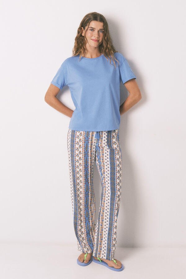 Women'secret Camiseta azul 100% algod&oacute;n azul