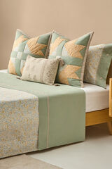 Textura S&aacute;bana algod&oacute;n flores verde