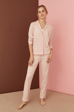 Womensecret Pijama comprido camiseiro vichy La Vecina Rubia 100% algodão rosa