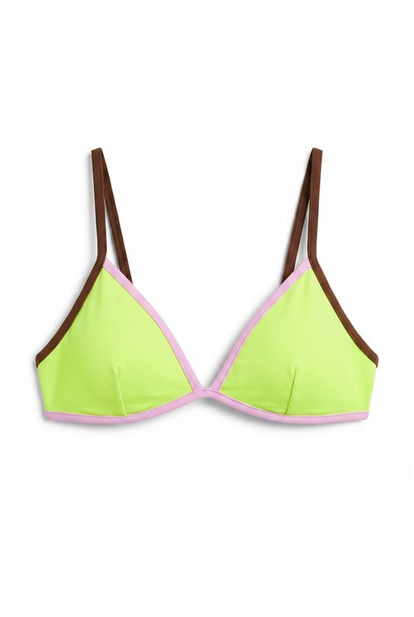 HI&BYE Top biqu&iacute;ni triangular fixo amarelo estampado
