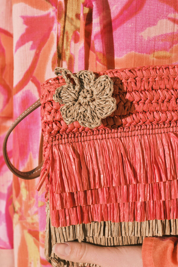 Women'secret Neceser mediano rafia bicolor coral