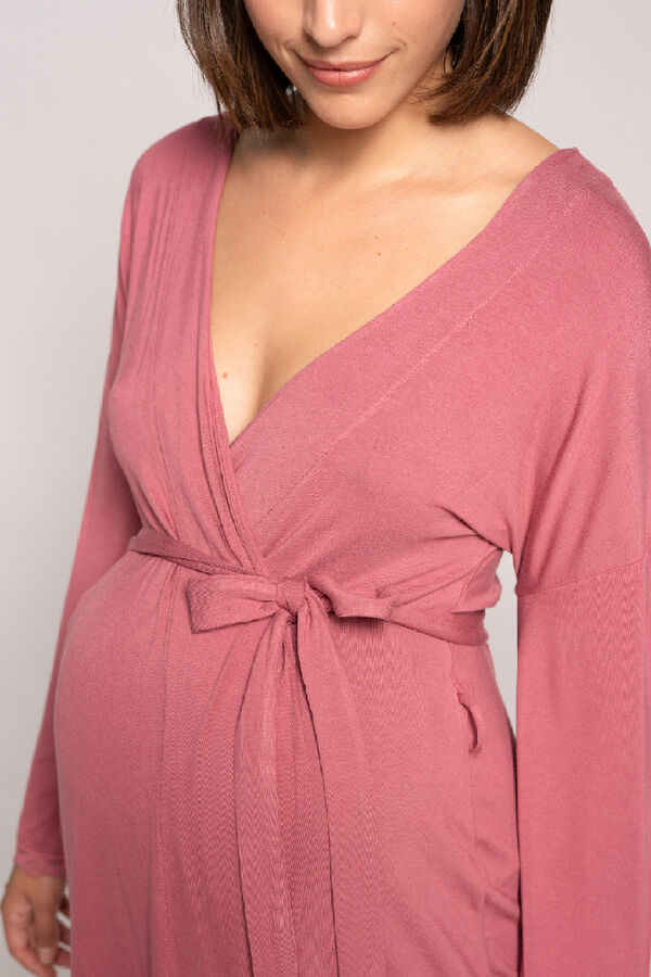 Ohma! Robe pr&eacute;-mam&atilde; com renda no tom estampado