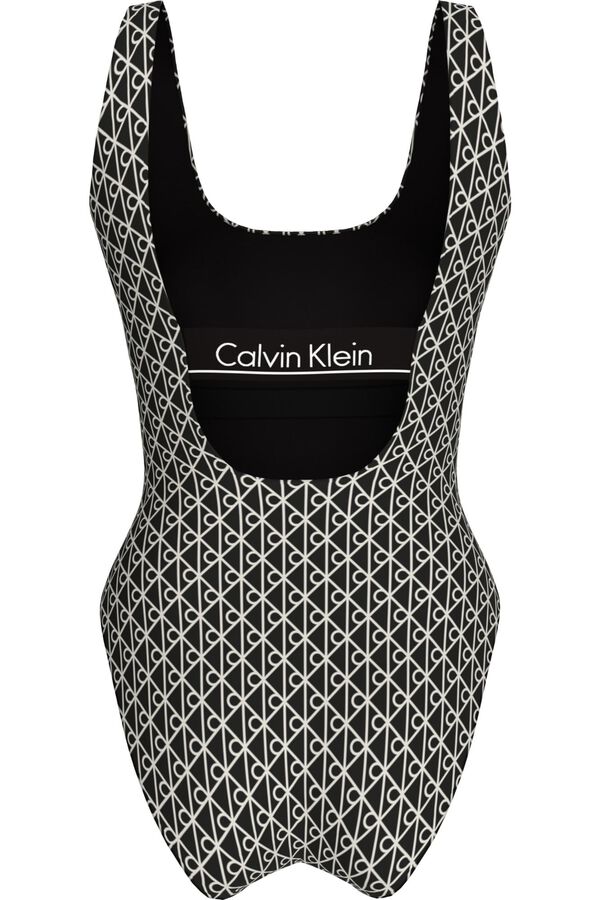Calvin Klein Fato de banho estampado decote nas costas cinzento