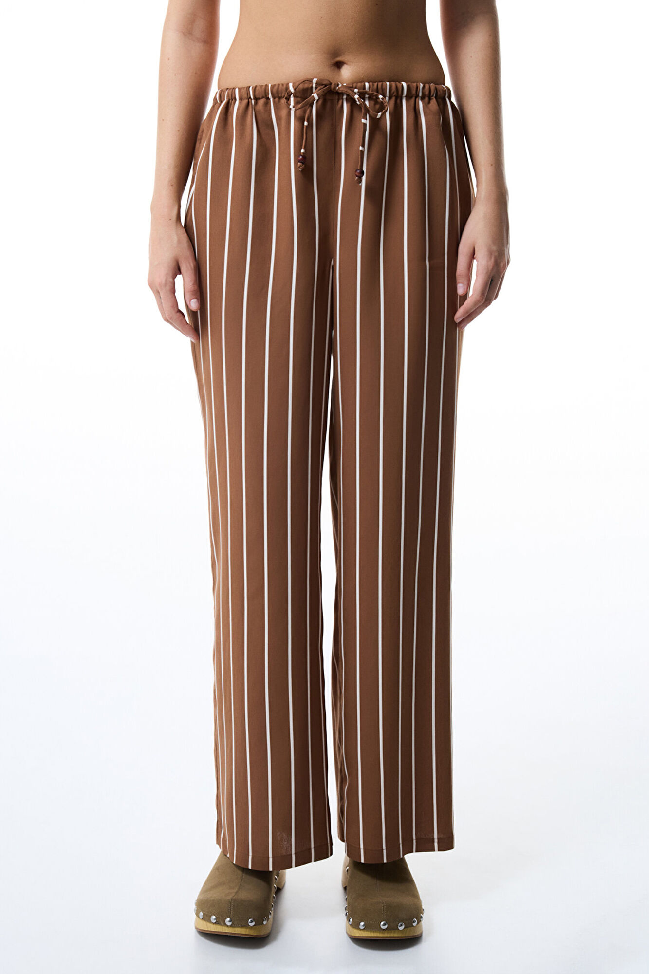 Penti Pantalones largos marr&oacute;n rayas