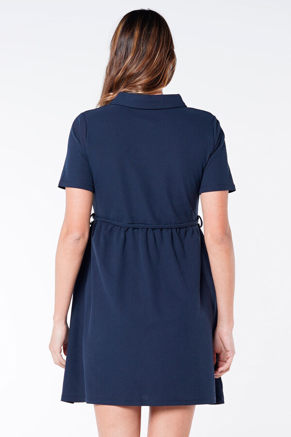 Ohma! Vestido maternity amamenta&ccedil;&atilde;o piqu&eacute; azul