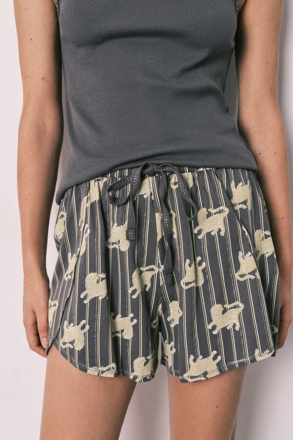 Women'secret Pijama curto em algod&atilde;o cinza cinzento