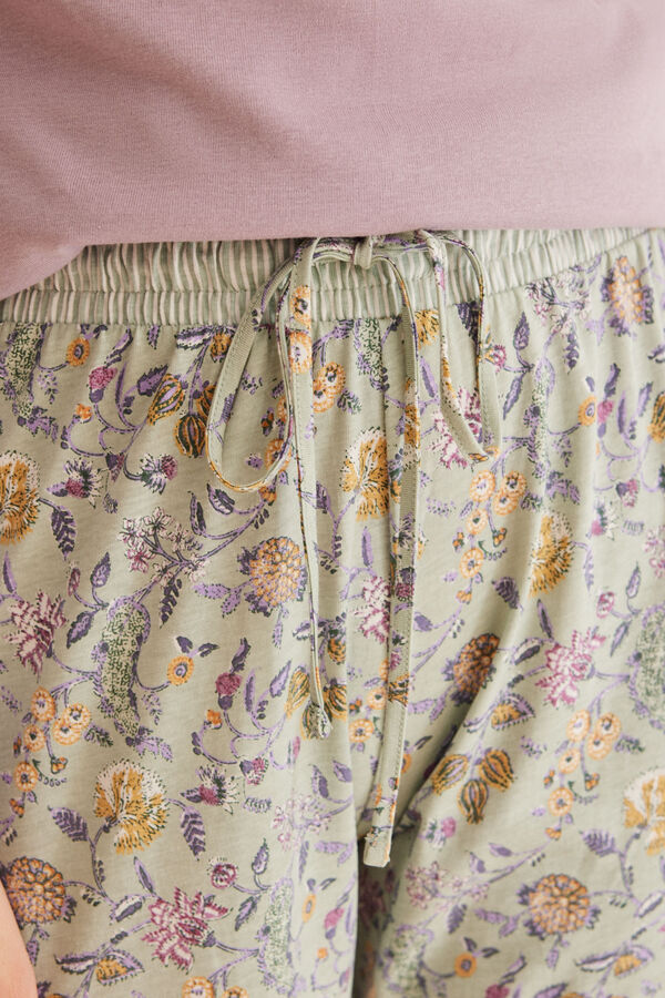 Women'secret Pantal&oacute;n pijama largo 100% algod&oacute;n skinny flores estampado