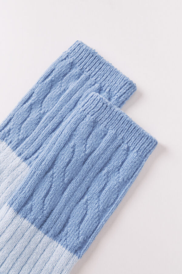 Women'secret Meias compridas azuis com textura mista azul