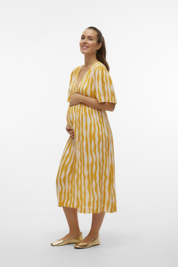Mamalicious Vestido midi cuello pico maternity  blanco