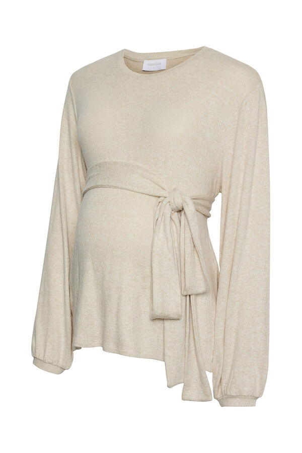 Mamalicious Top manga larga maternity y lactancia  marr&oacute;n