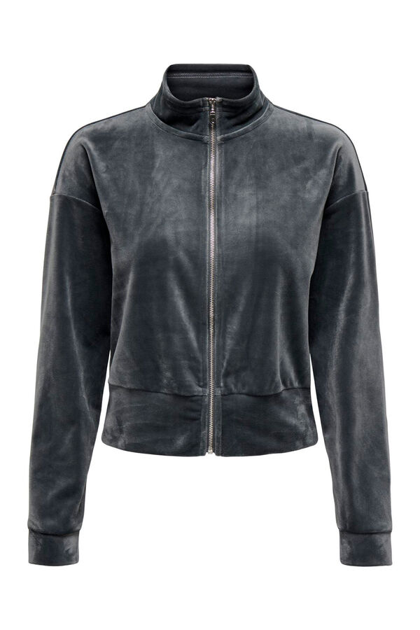 Only Play Sudadera cuello alto terciopelo gris