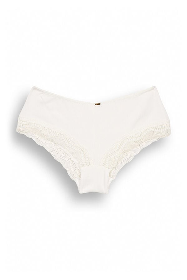 Women'secret Cueca larga algod&atilde;o branco bege