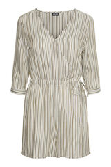 Pieces Macacão curto estampado às riscas cinzento