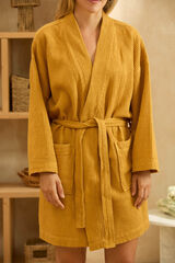 Calma House Albornoz de nido de abeja mostaza Jupiter amarillo