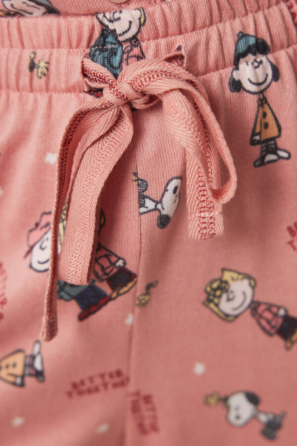 Women'secret Pijama camisero s&uacute;per soft rosa Snoopy naranja