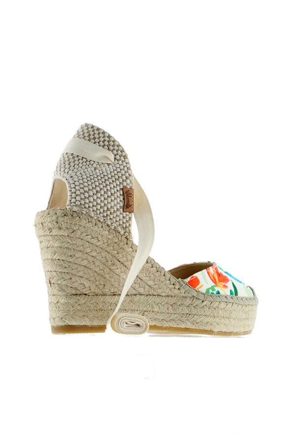 Vidorreta Alpargata de cuña yute print flores blanco